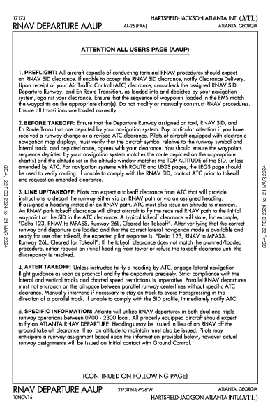 哈茨菲尔德－杰克逊亚特兰大国际机场 Atlanta, GA (KATL): RNAV DP AAUP (DAU)