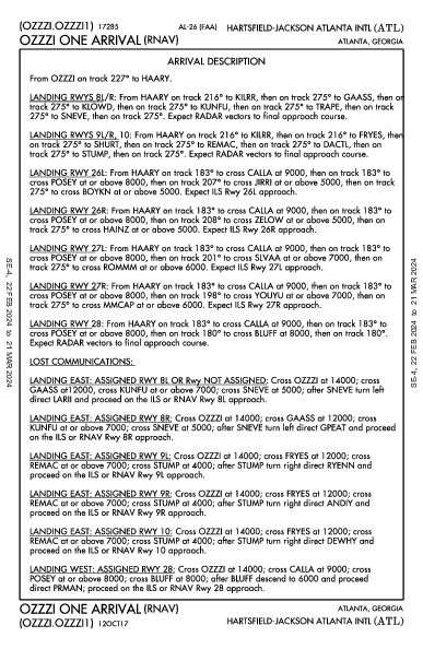 哈茨菲尔德－杰克逊亚特兰大国际机场 Atlanta, GA (KATL): OZZZI ONE (RNAV) (STAR)
