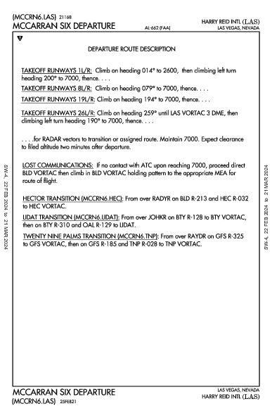 麦卡伦国际机场 Las Vegas, NV (KLAS): MCCARRAN SIX (DP)