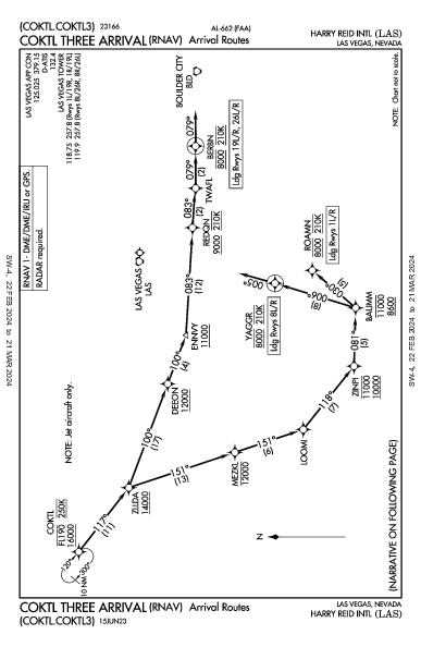 麦卡伦国际机场 Las Vegas, NV (KLAS): COKTL THREE (RNAV) (STAR)