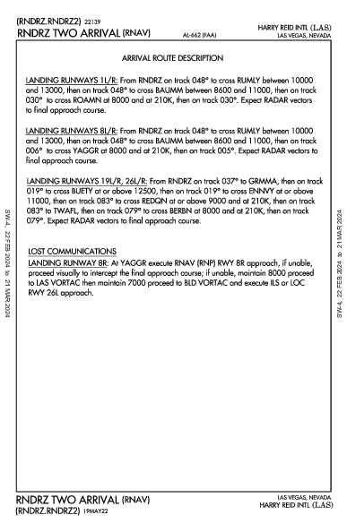 麦卡伦国际机场 Las Vegas, NV (KLAS): RNDRZ TWO (RNAV) (STAR)