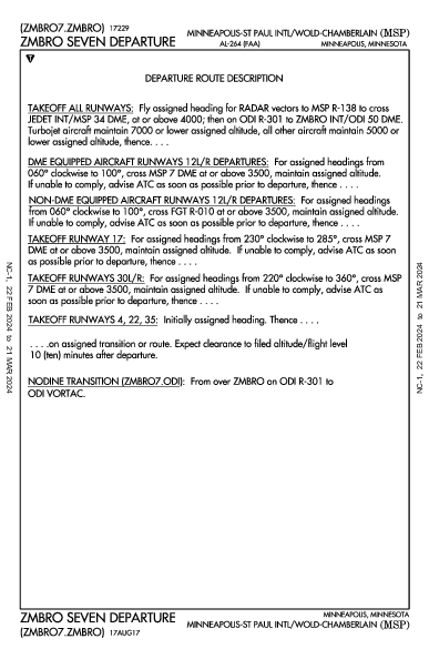 明尼阿波利斯－圣保罗国际机场 Minneapolis, MN (KMSP): ZMBRO SEVEN (DP)