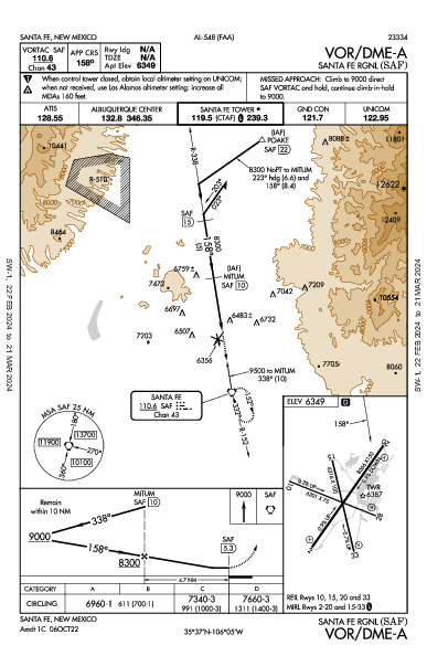 Santa Fe Regional Santa Fe, NM (KSAF): VOR/DME-A (IAP)
